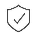 icoon: schild met een vinkje, staat voor veilig en betrouwbaar