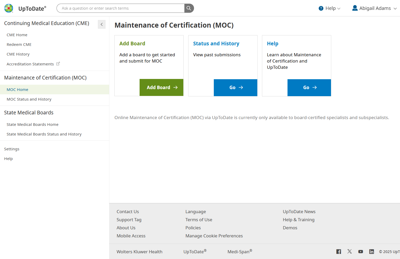 video screen - Fulfill ABIM MOC Requirements