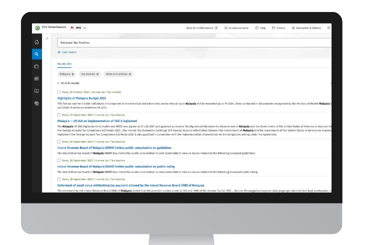 CCH iKnowConnect - Malaysia Tax treaties MY News  - 3
