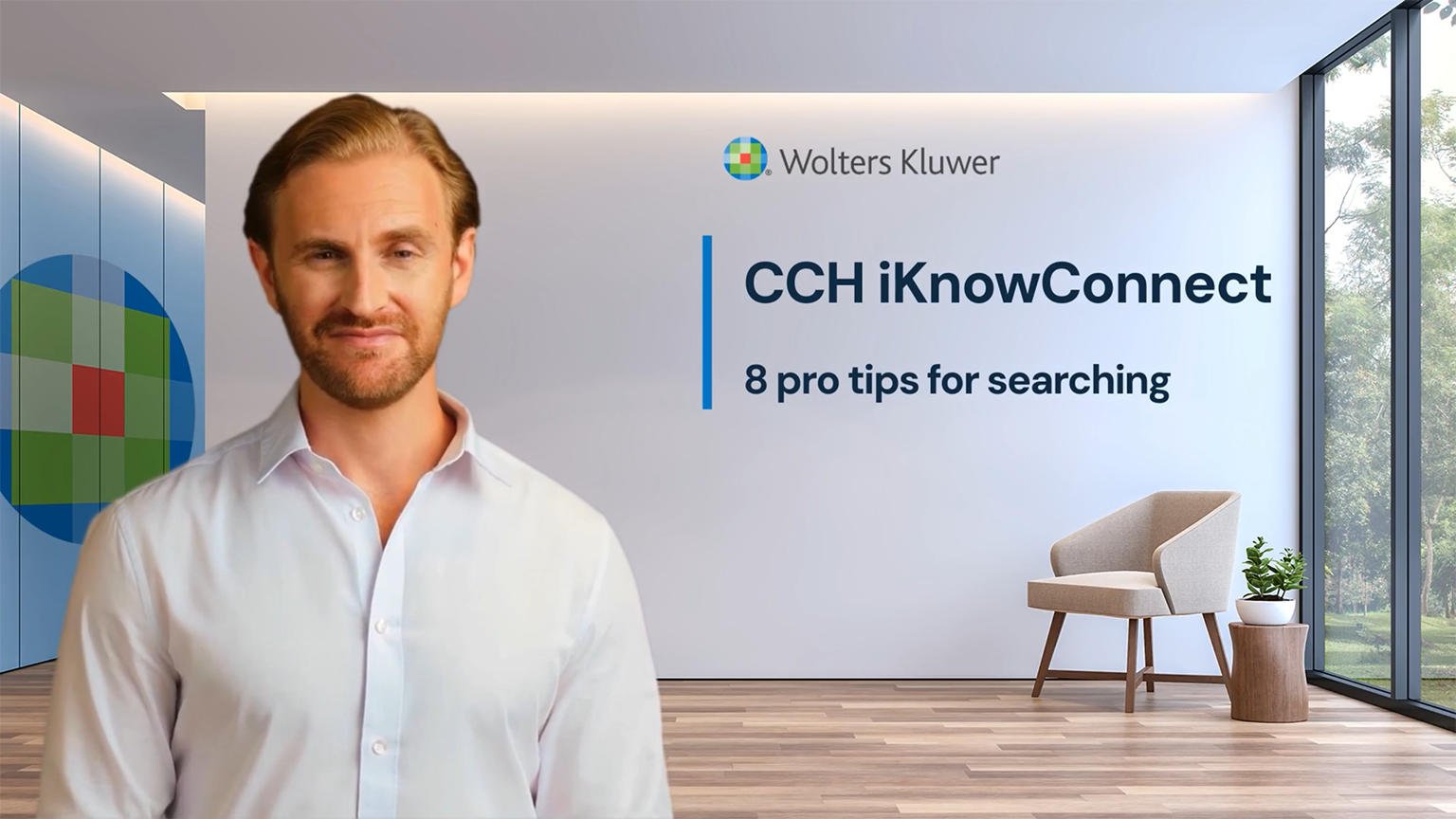 Screenshot of CCH iKnowConnect 8 pro tips for searching video