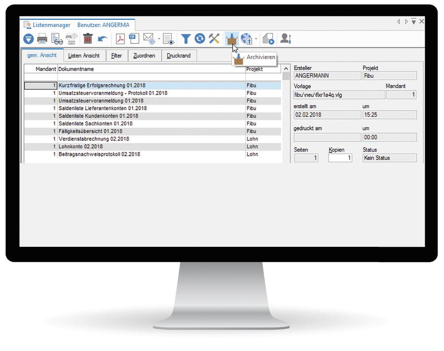 Listenmanager in DocuWare