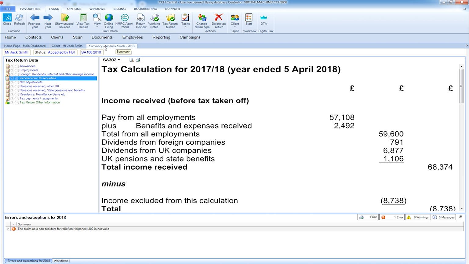 CCH Personal Tax - Realtime and Interactive Tax Computations