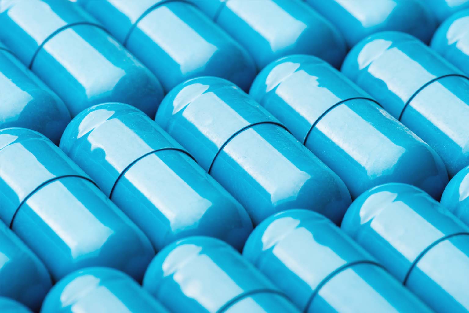 rows of blue capsules