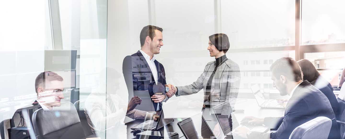 business people shaking hands in a meeting