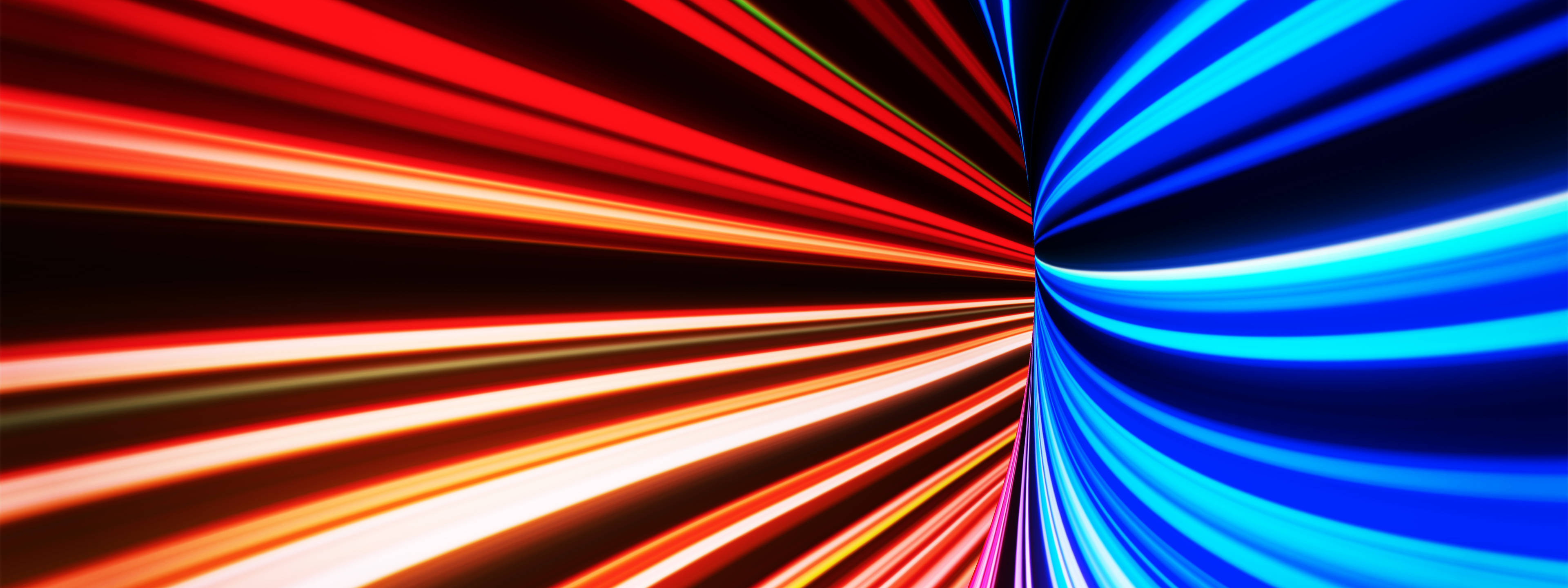 Colorful light trail tunnel with vanishing point