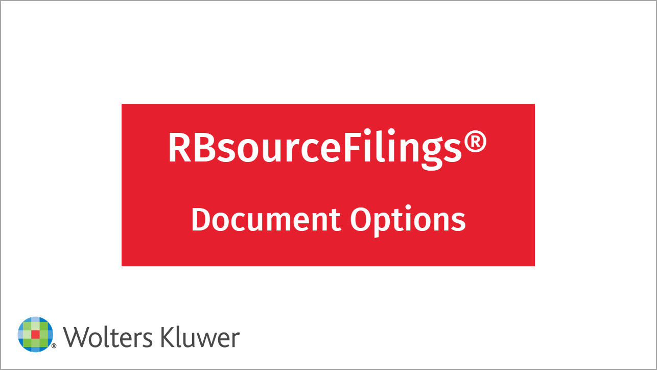 RBsourceFilings Doc Options