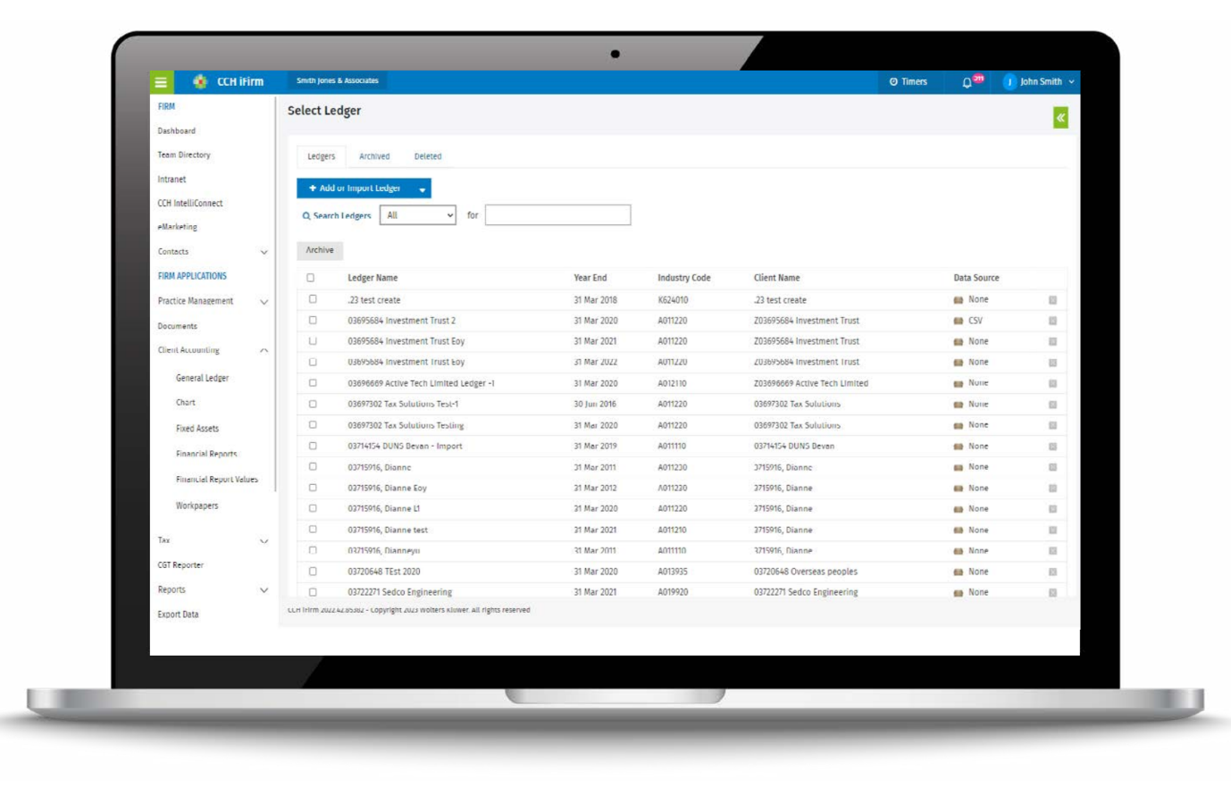 CCH iFirm Client Accounting for New Zealand on a laptop screen