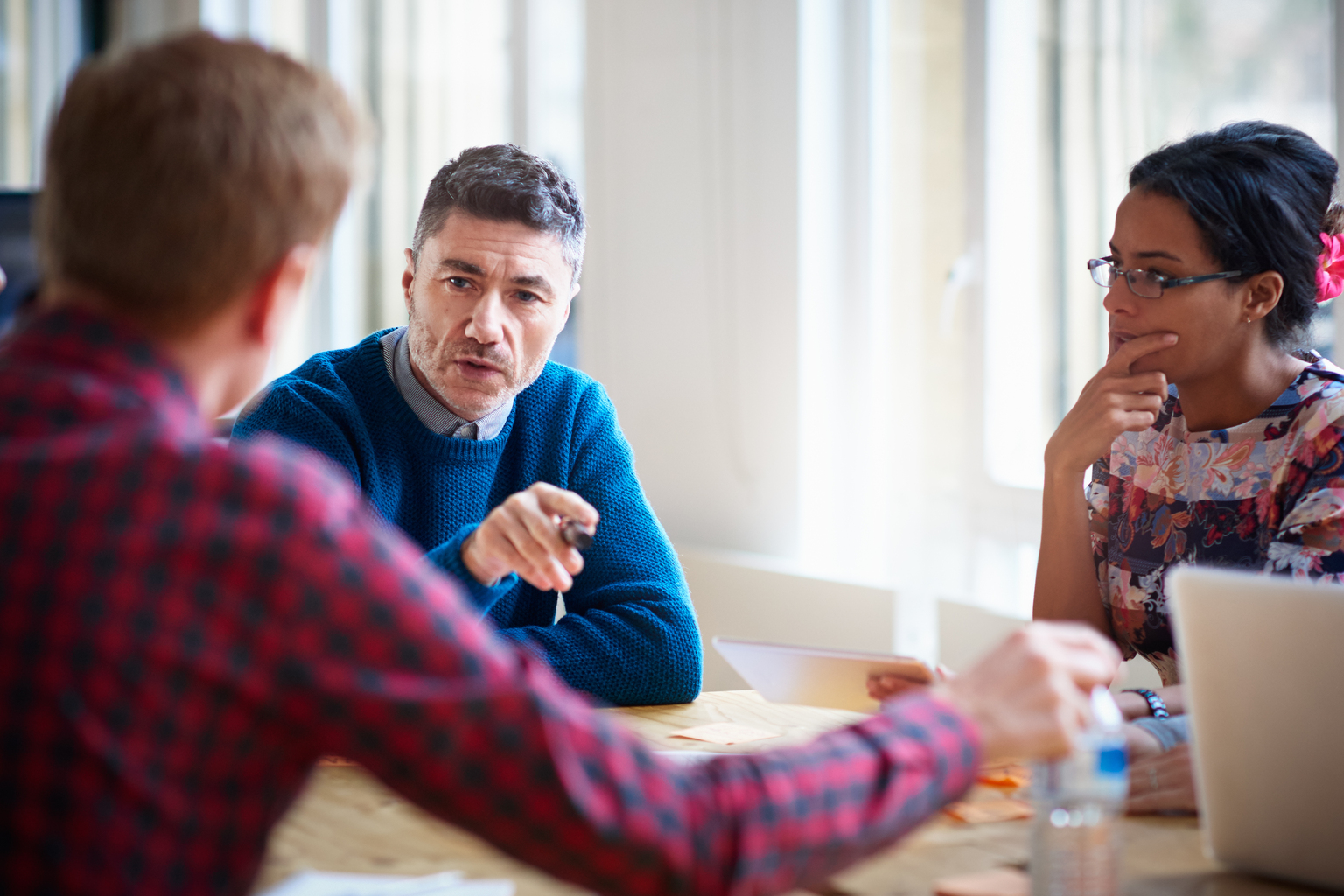 Business colleagues discussing a project 