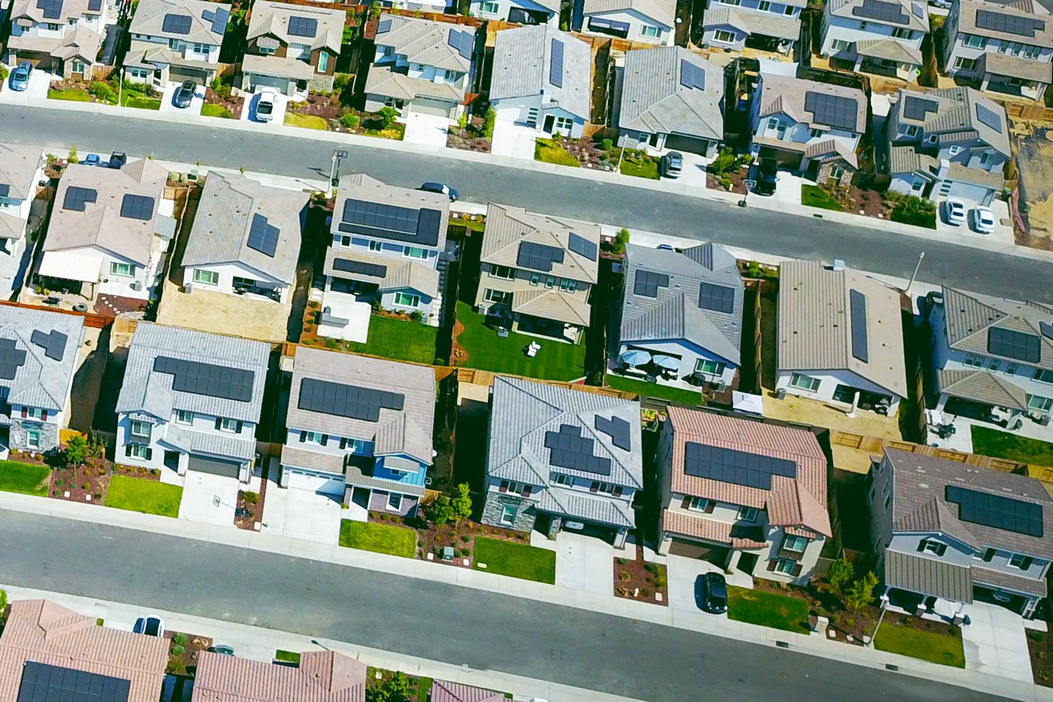 Aerial view of solar panels