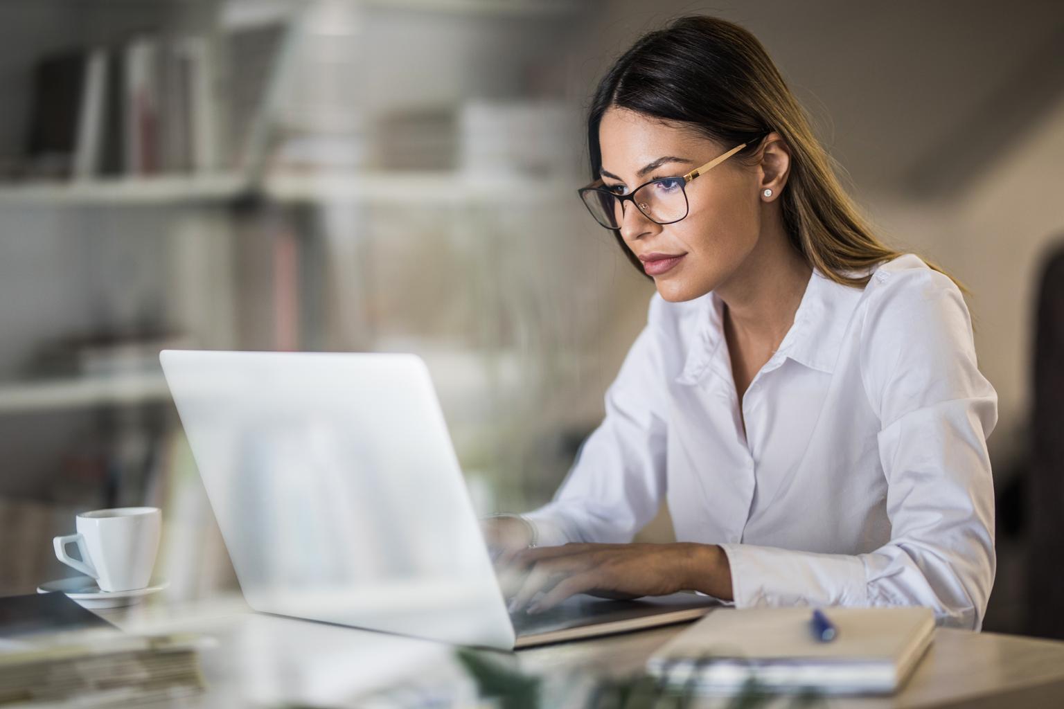 woman working on her laptop