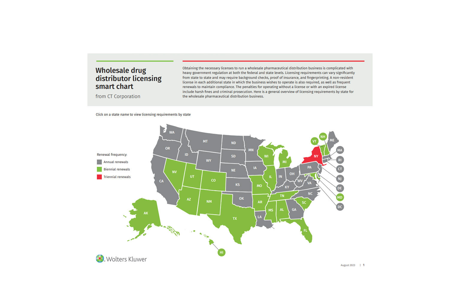 Wholesale drug distributor licensing requirements smart chart from CT Corporation