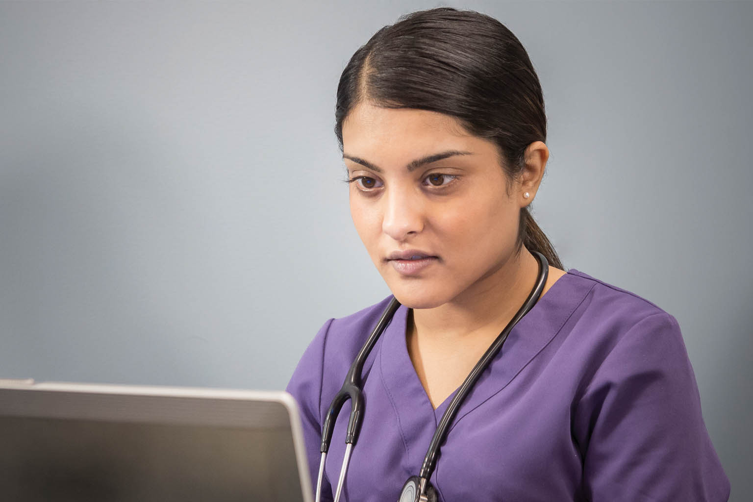 nurse using computer