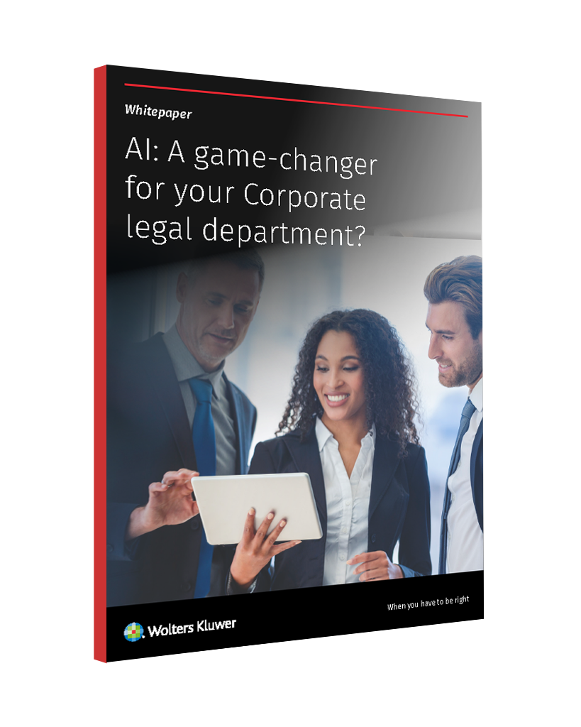 3D cover of Legisway whitepaper AI a game-changer for corporate legal department