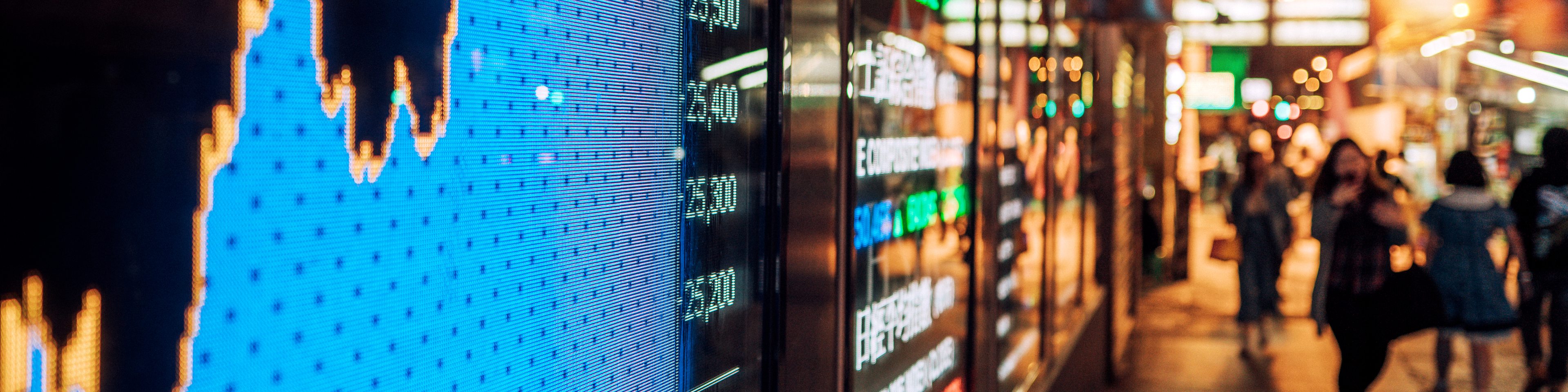 Financial stock exchange market display screen board on the street