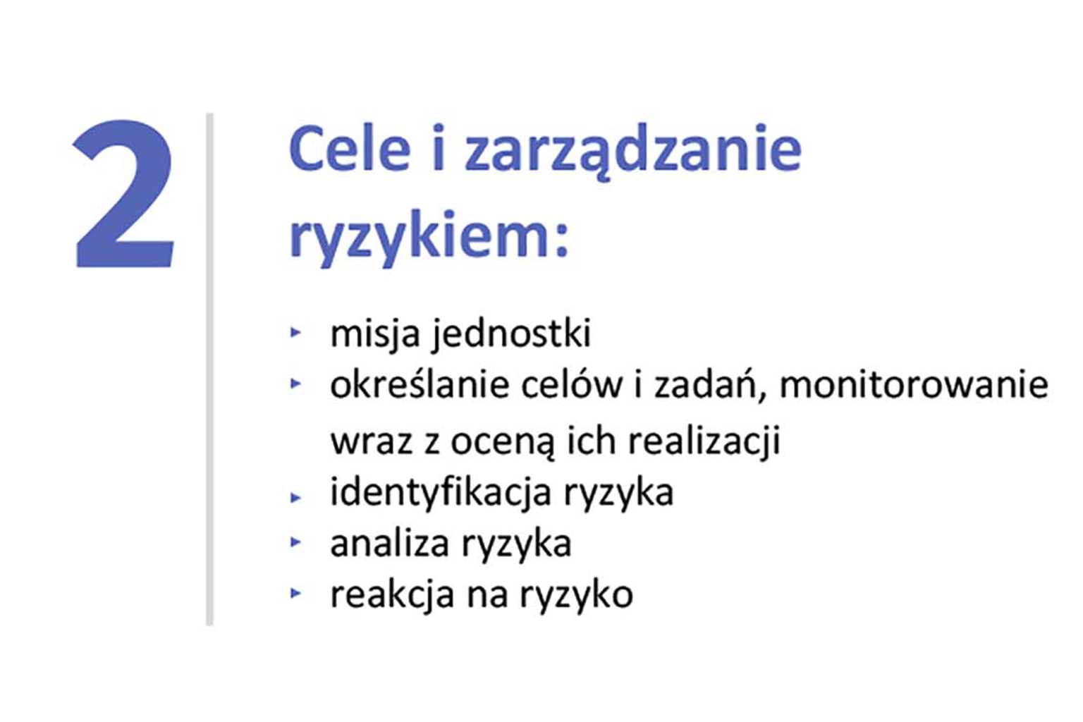 Standardy uszeregowano w 5 grupach odpowiadających poszczególnym elementom kontroli zarządczej