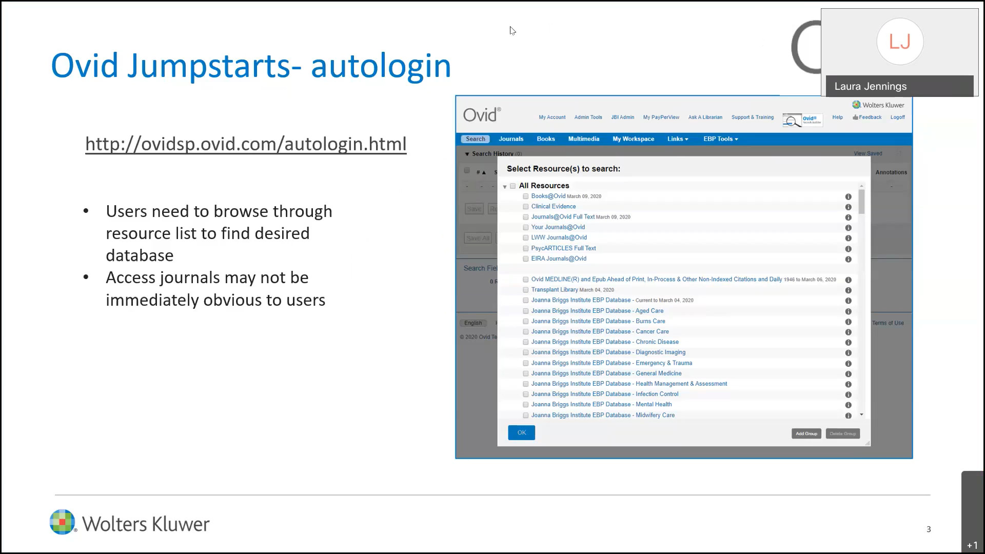 Screenshot of Ovid Implementation and Ovid Tools Portal video