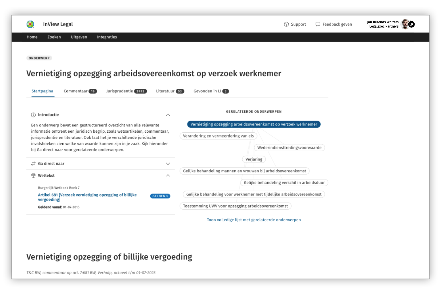 Eenvoudig oriënteren en zoeken met onderwerppagina’s in InView Legal