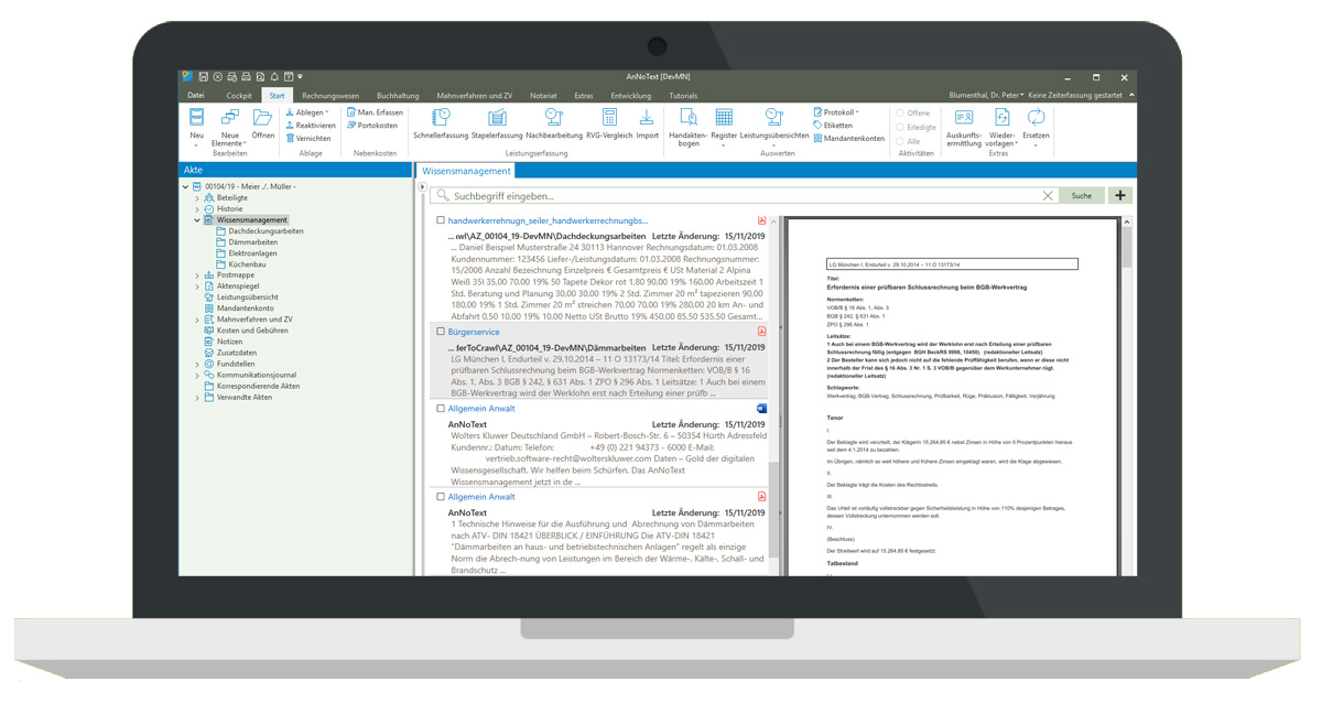 AnNoText Wissensmanagement und die smarte AnwaltsAkte