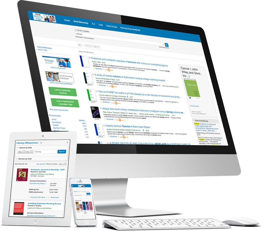 Screenshot of Ovid Nursing Edge on multiple devices