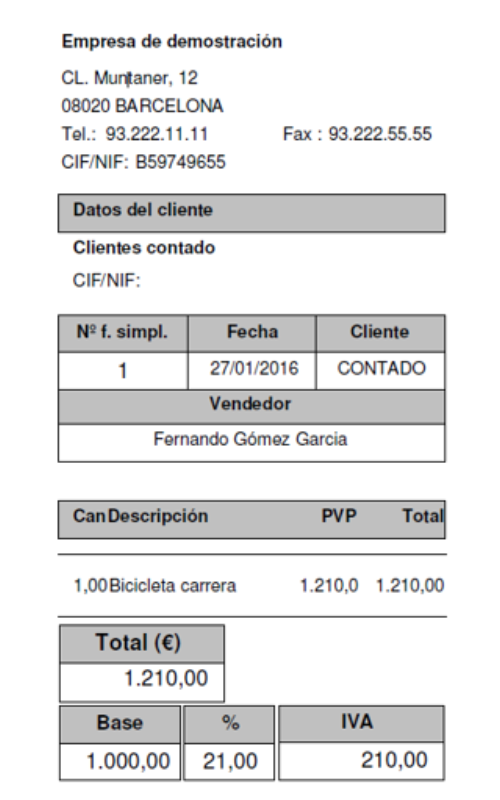 factura simplificada ejemplo