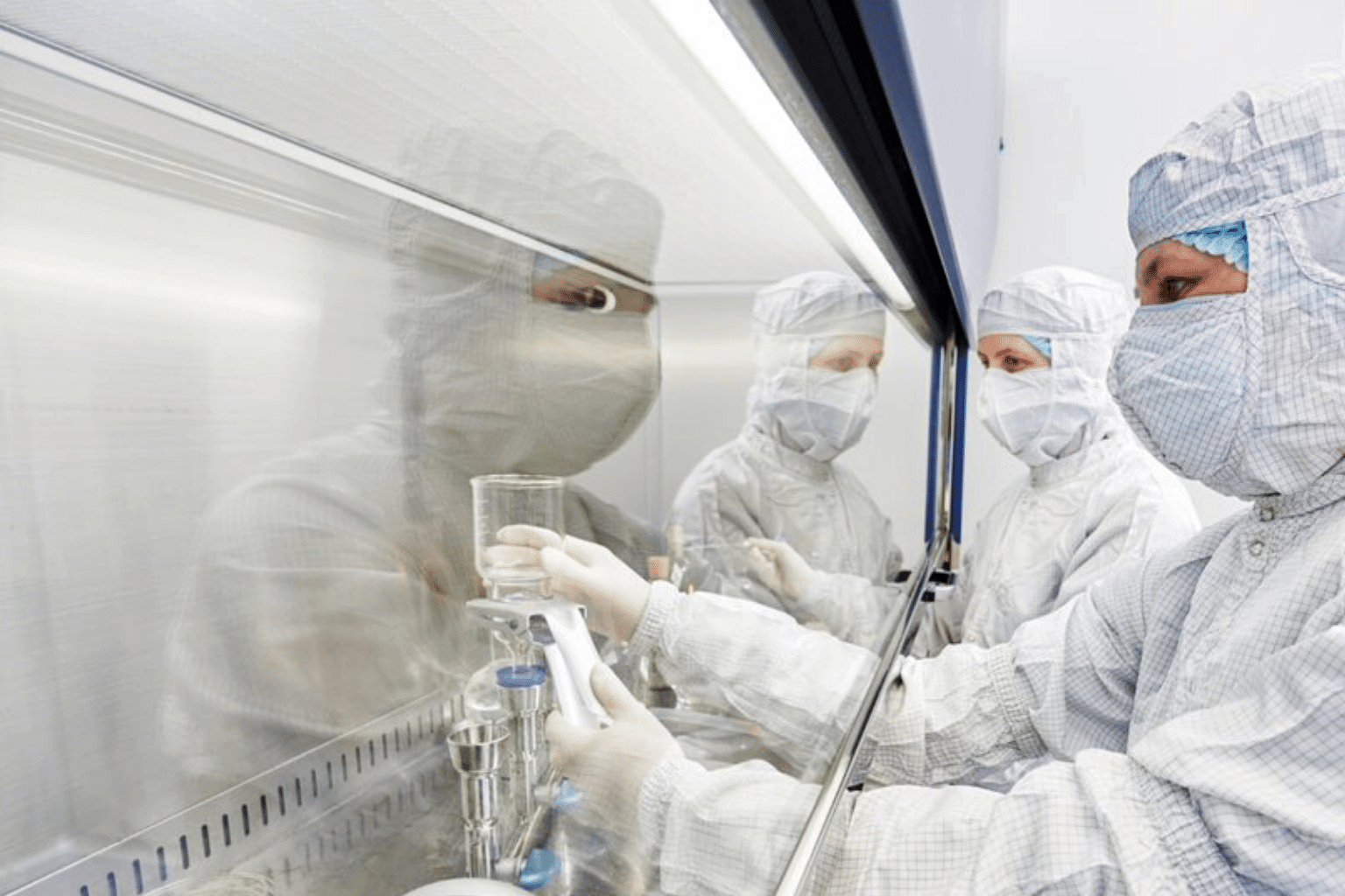 Technician in the cleanroom hood