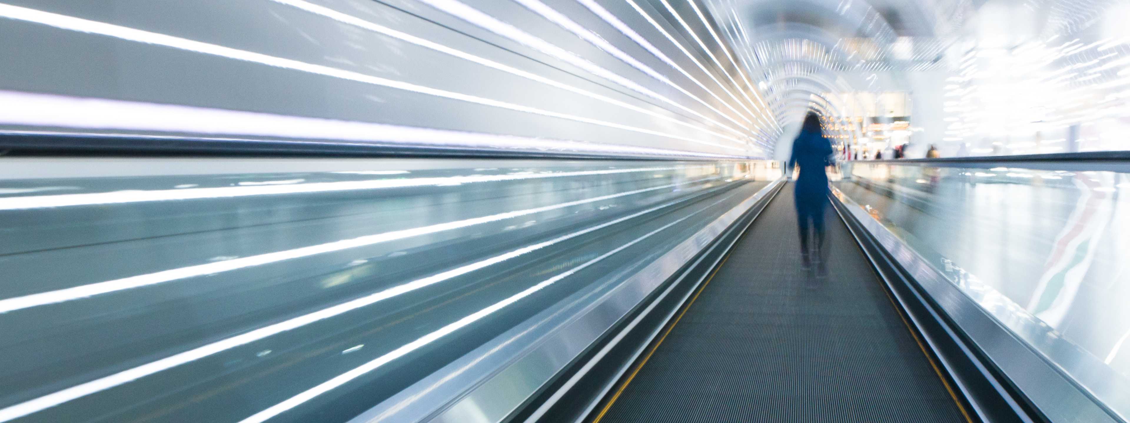 Woman in high tech walkway