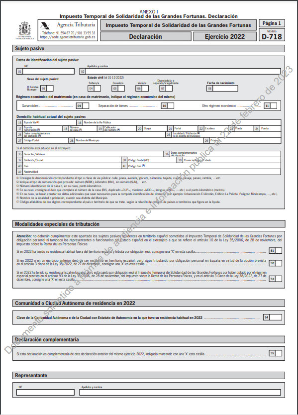 impuesto solidaridad grandes fortunas modelo 718