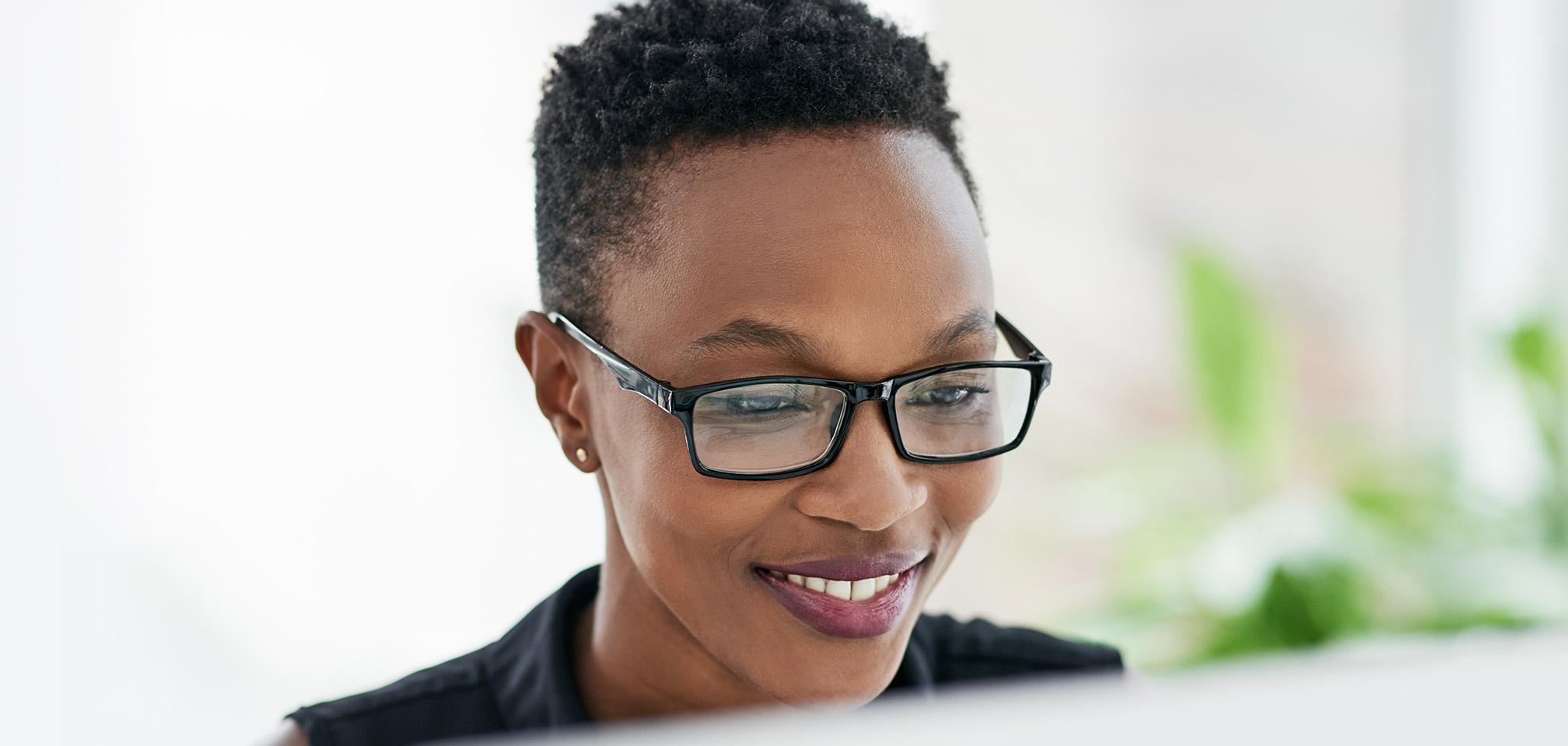 Woman looking at a monitor