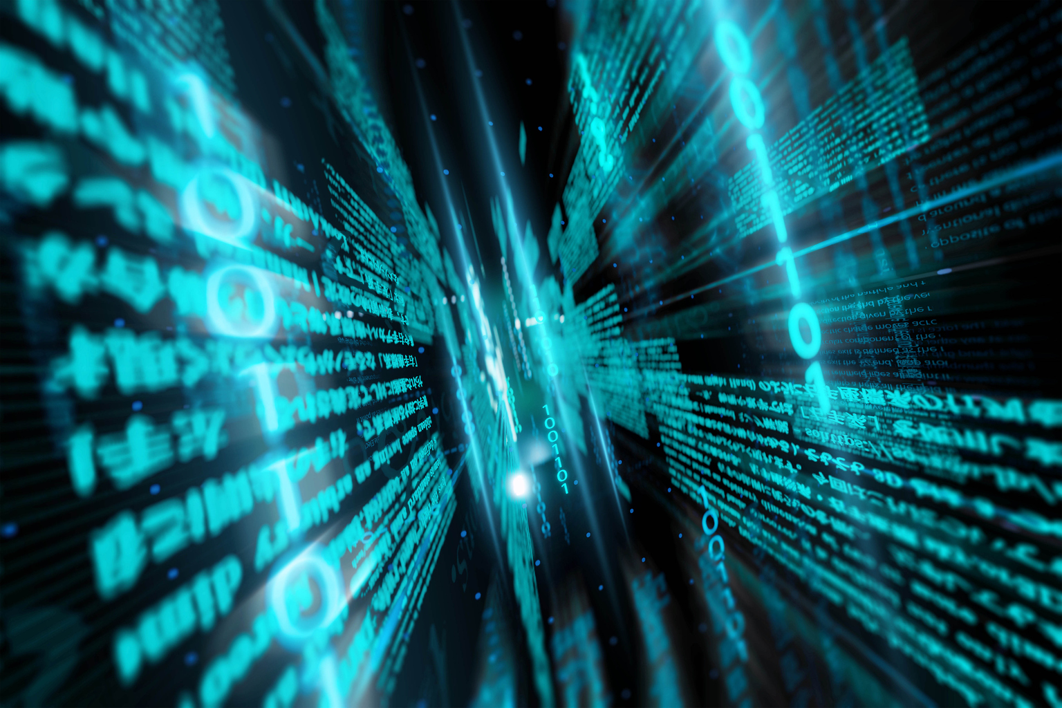 Digital data and binary code in network
