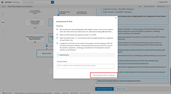 copy assessment and plan to clipboard