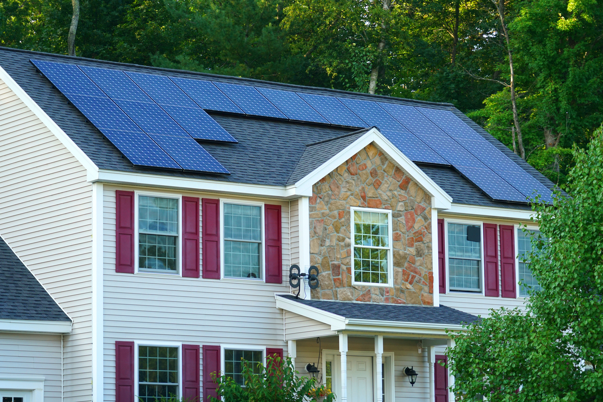 solar panel installed on the house roof