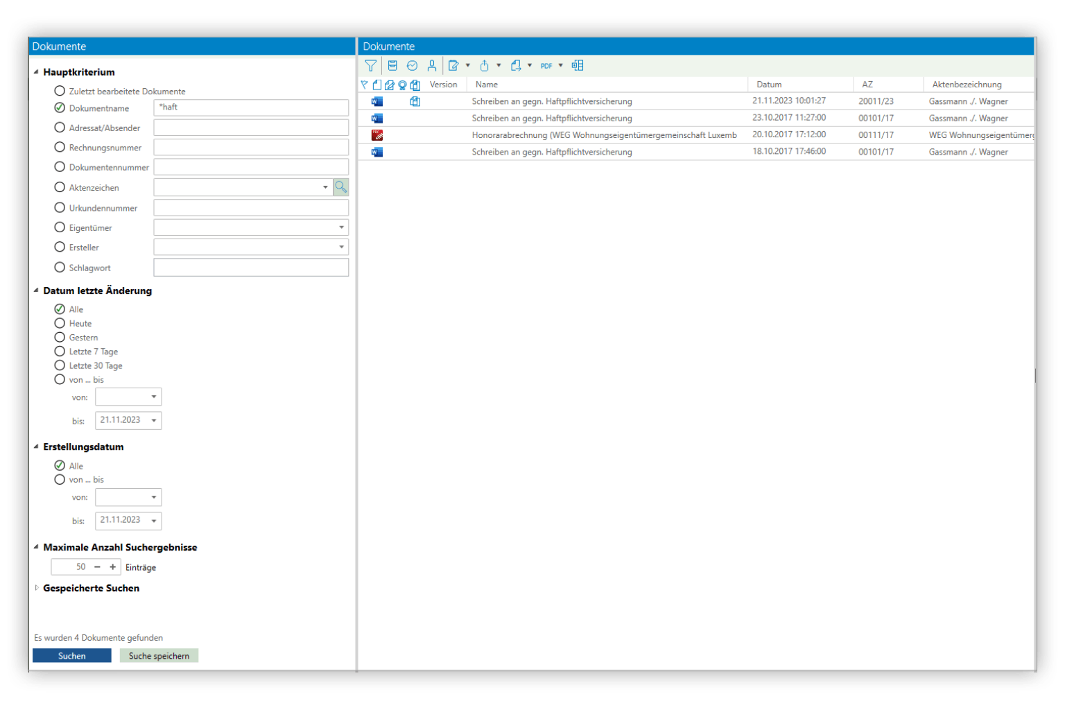 Aktenuebergreifende Suche in der Kanzleisoftware AnNoText