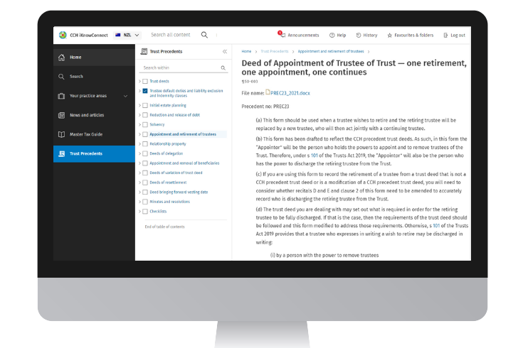 CCH iKnowConnect - Trust Precedents NZ
