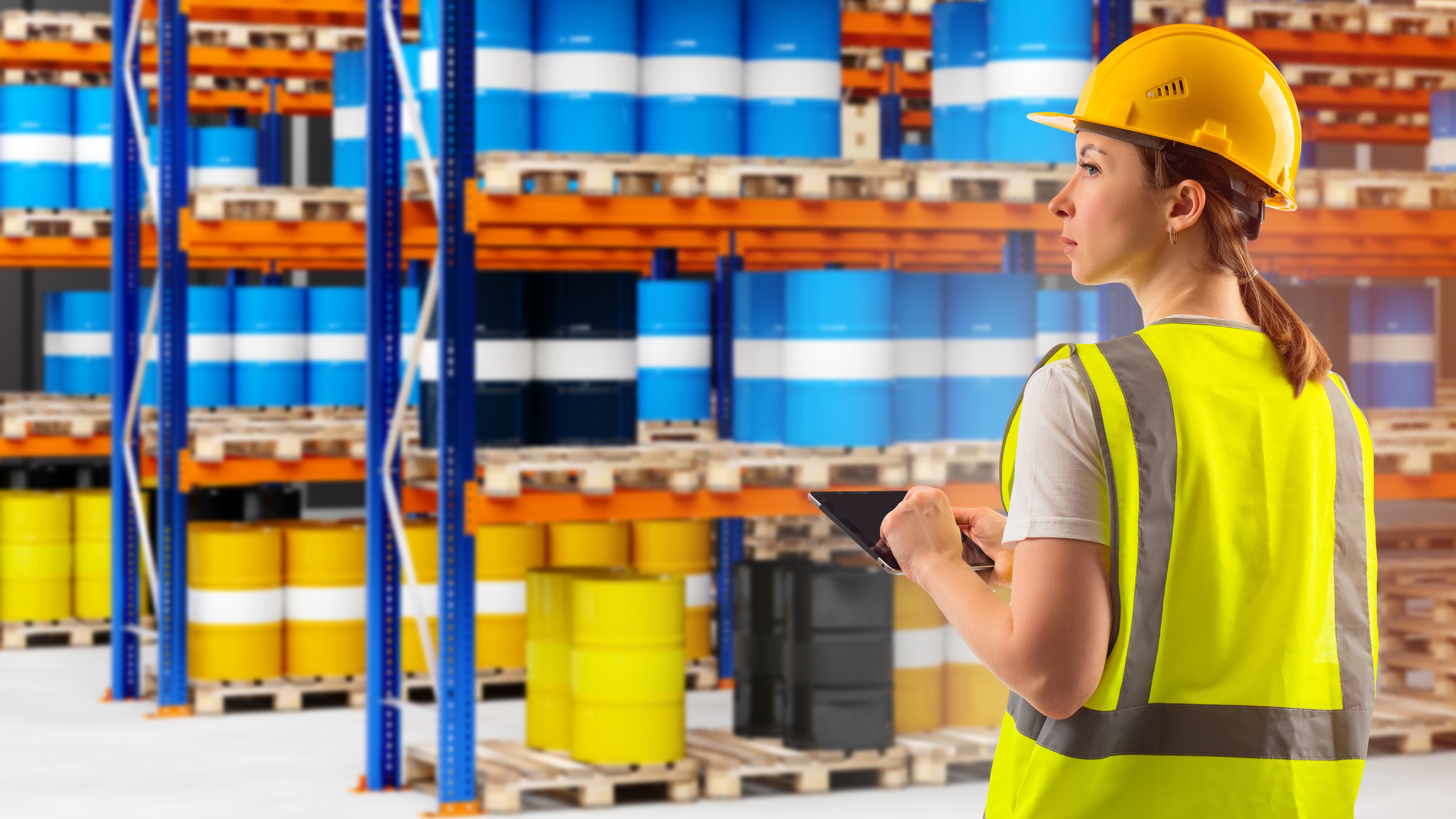 Handling hazardous substance. Storage of chemical barrels