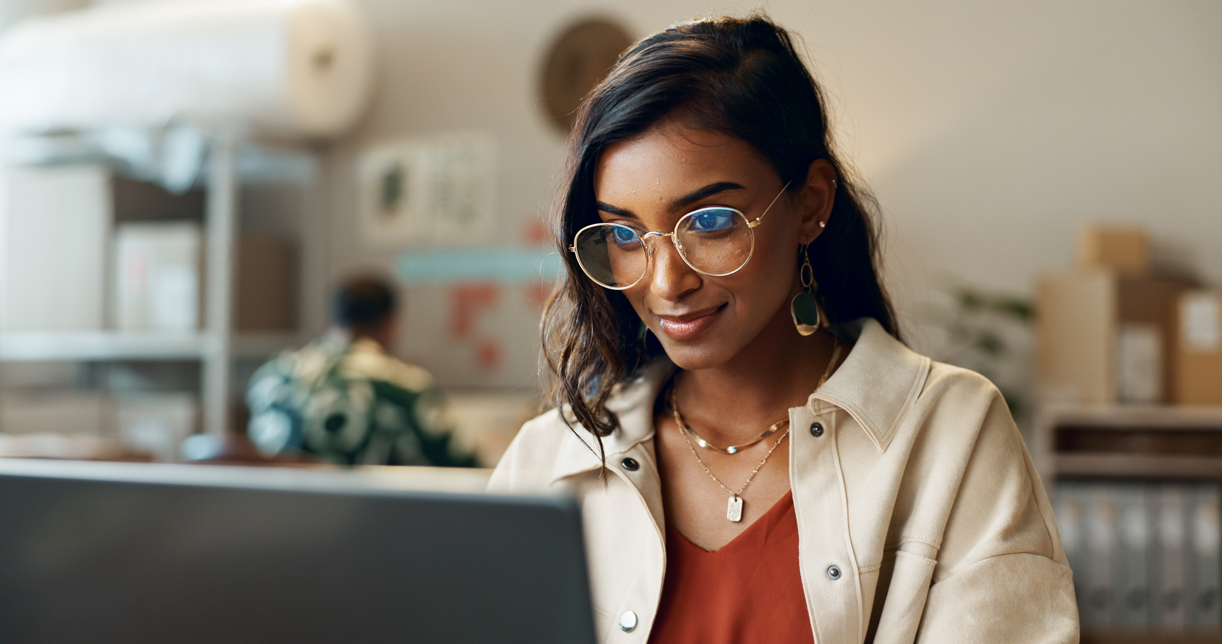 Woman working on laptop