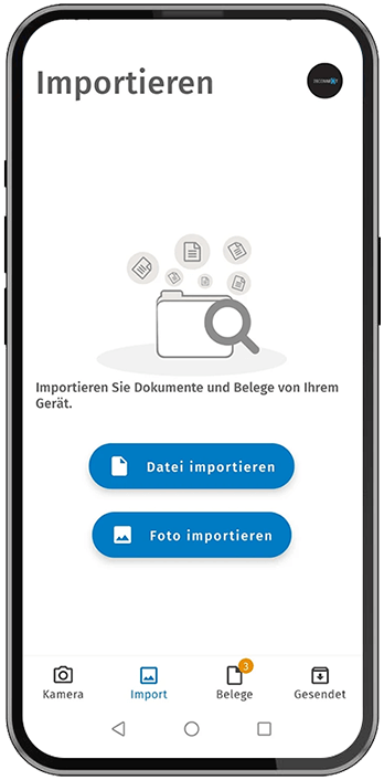 Screenshot des Beleg Imports in der ADDISON OneClick Scan App