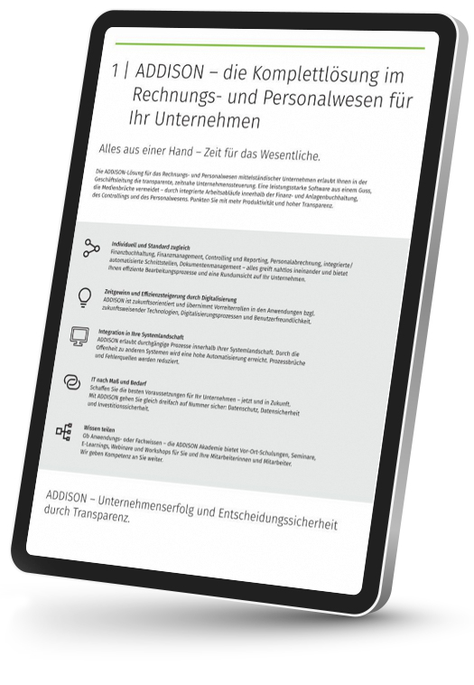 Tablet zeigt die Mittelstand Software Broschüre