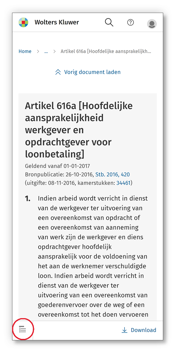 T&C Webapp still terug gaan