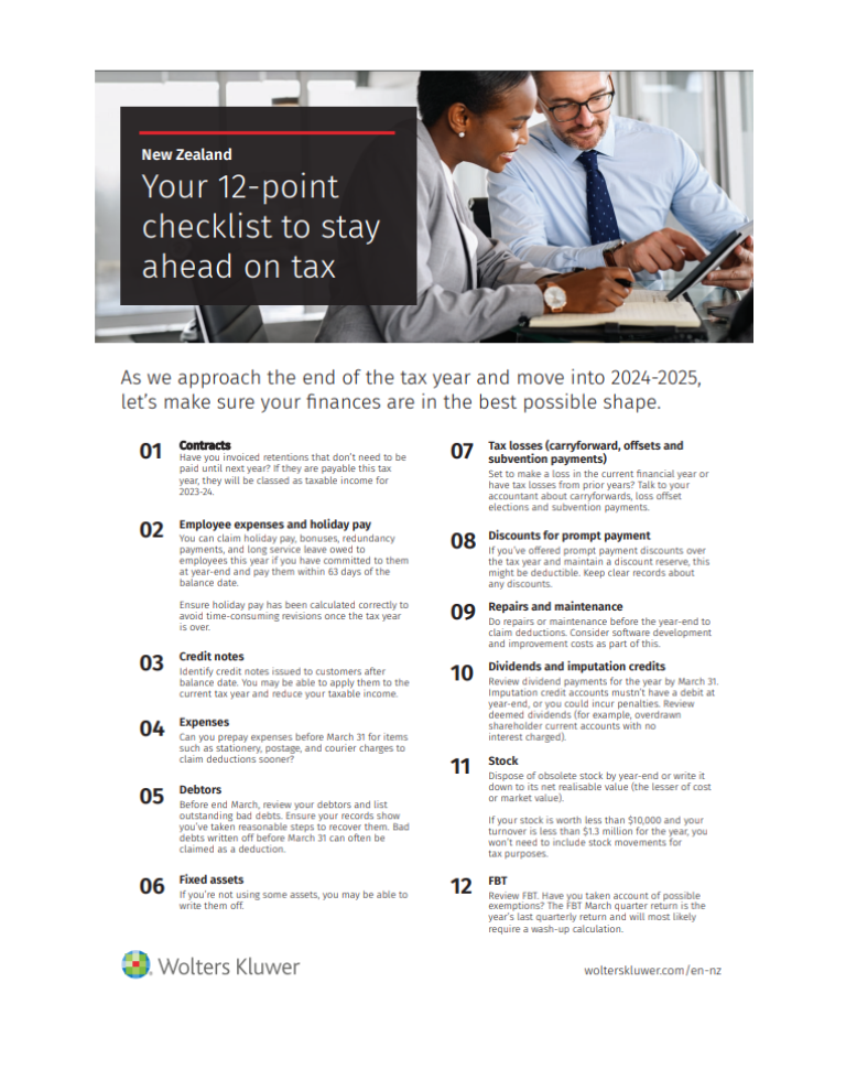 2024 Wolters Kluwer 12 point checklist for tax year end NZ