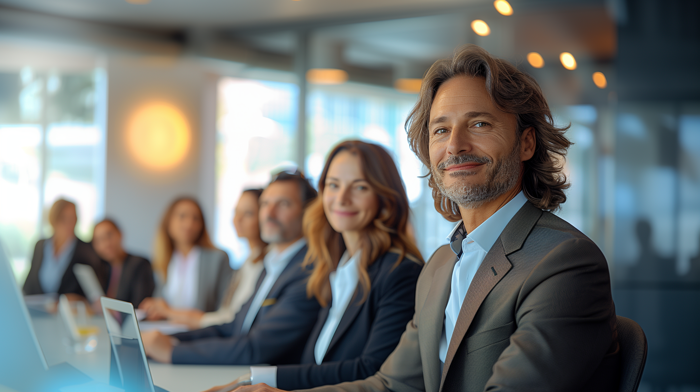 meeting room with a group of people