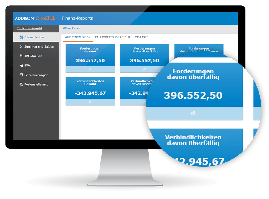 Finanzberichte in ADDISON - Screenshot