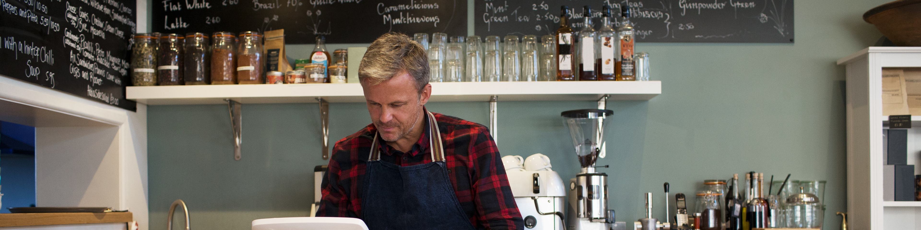 Small business owner in coffee shop