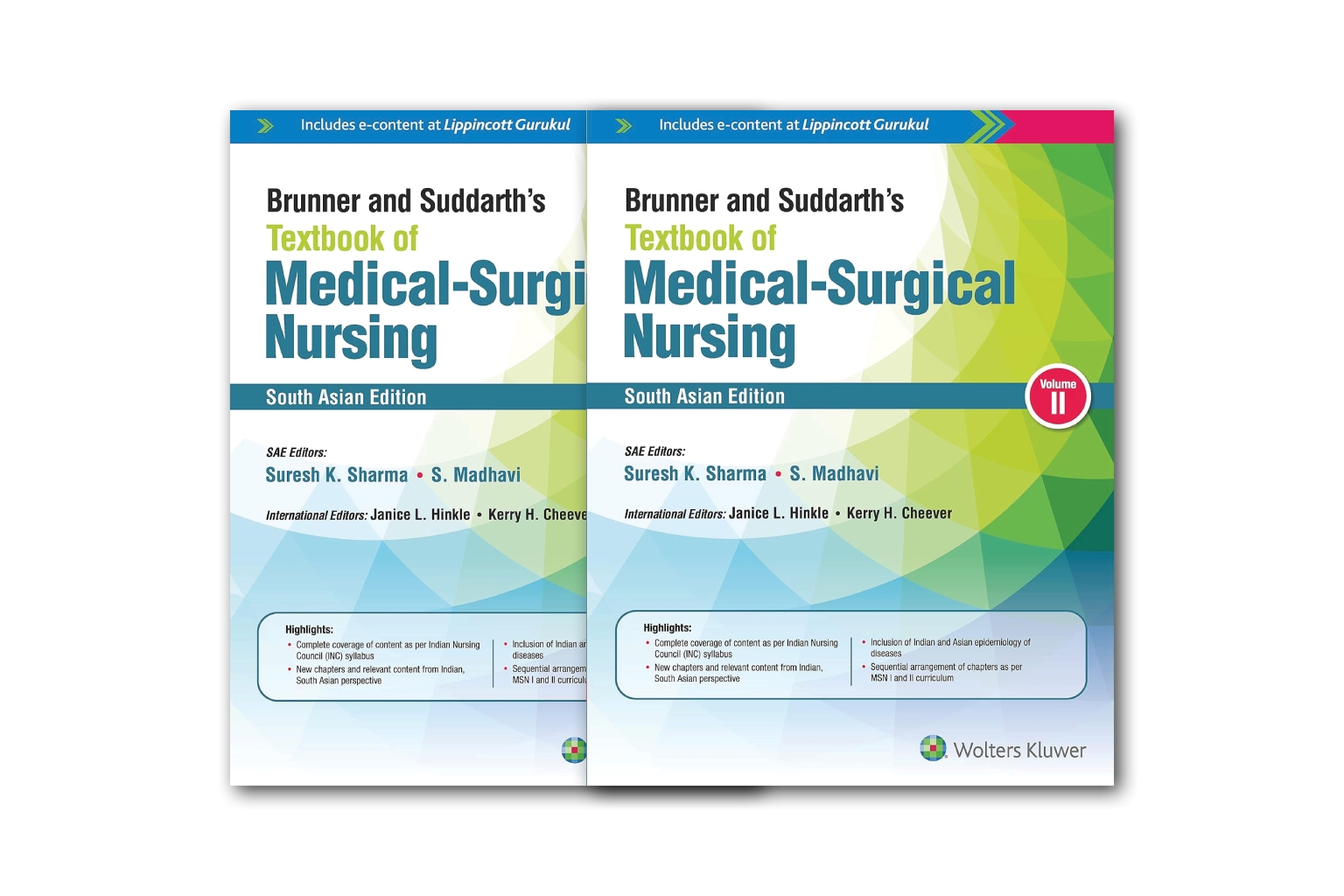 Edition I and II of Bunner and Suddarth's Textbook of Medical-Surgical Nursing e-content cover.