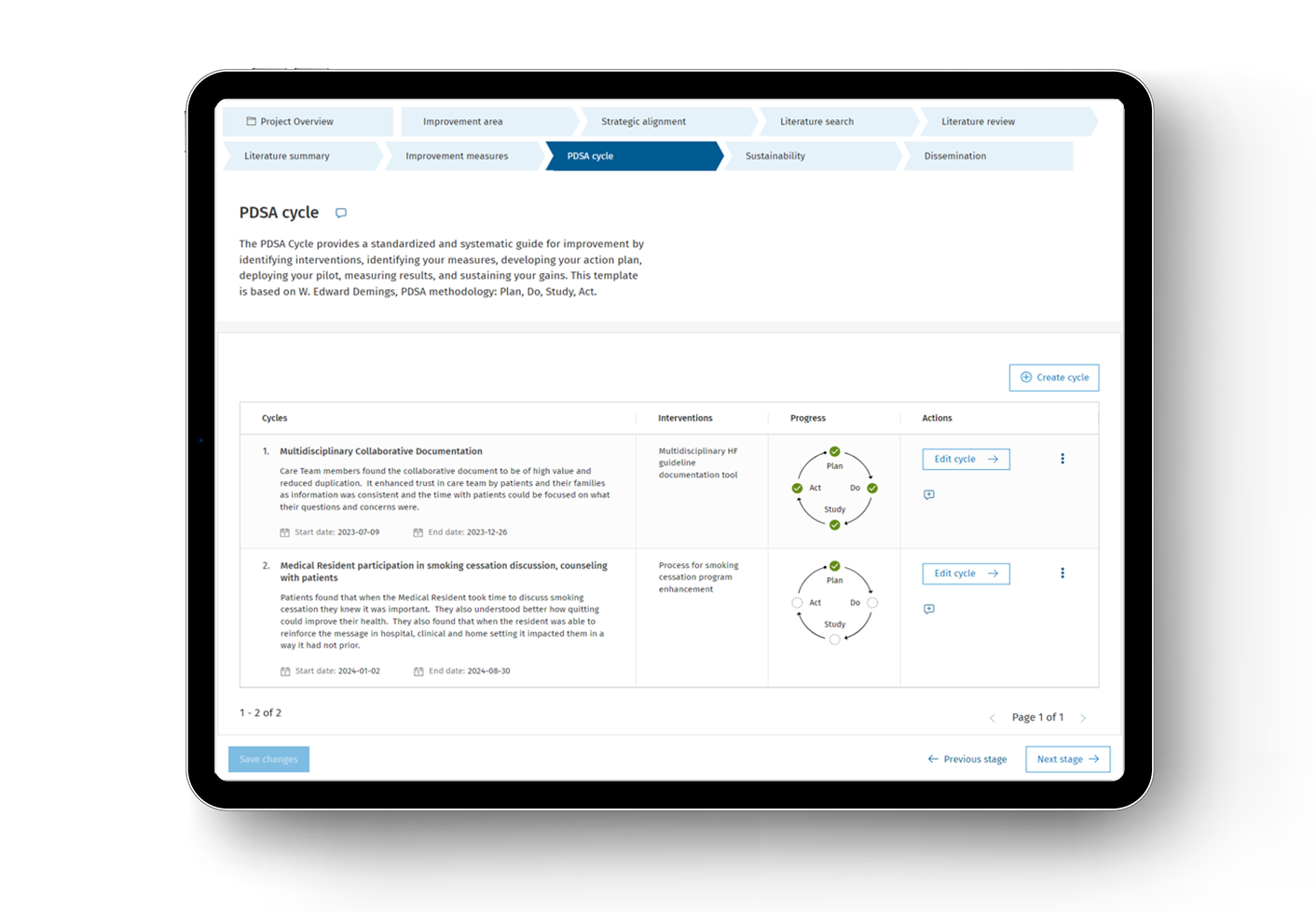 Ovid Synthesis for QI: PDSA Cycles on tablet