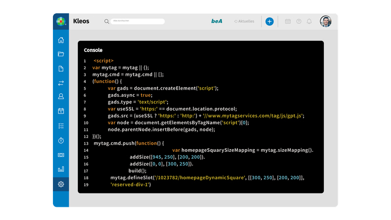 Kleos API mock up Landing Page