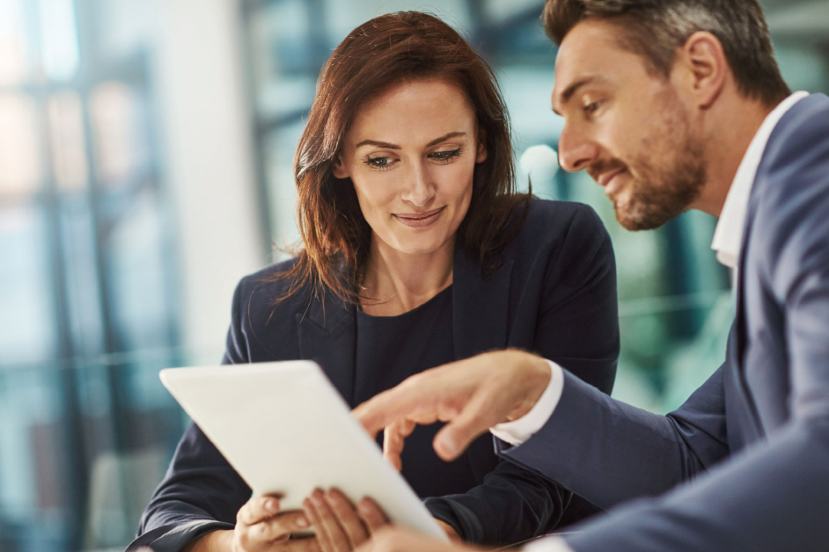 Meeting or planning with a business man and woman in the office