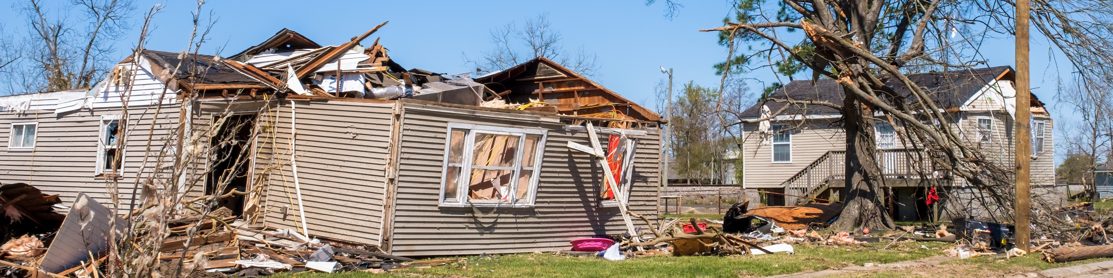 Damaged houses from tornado