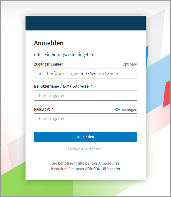 Screenshot von ADDISON OneClick Login für Mandanten