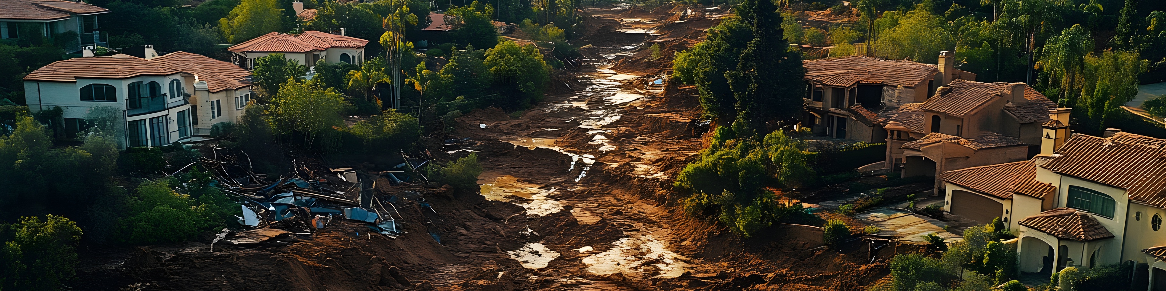 Suburban neighborhood buried under mudslides after heavy rainfall