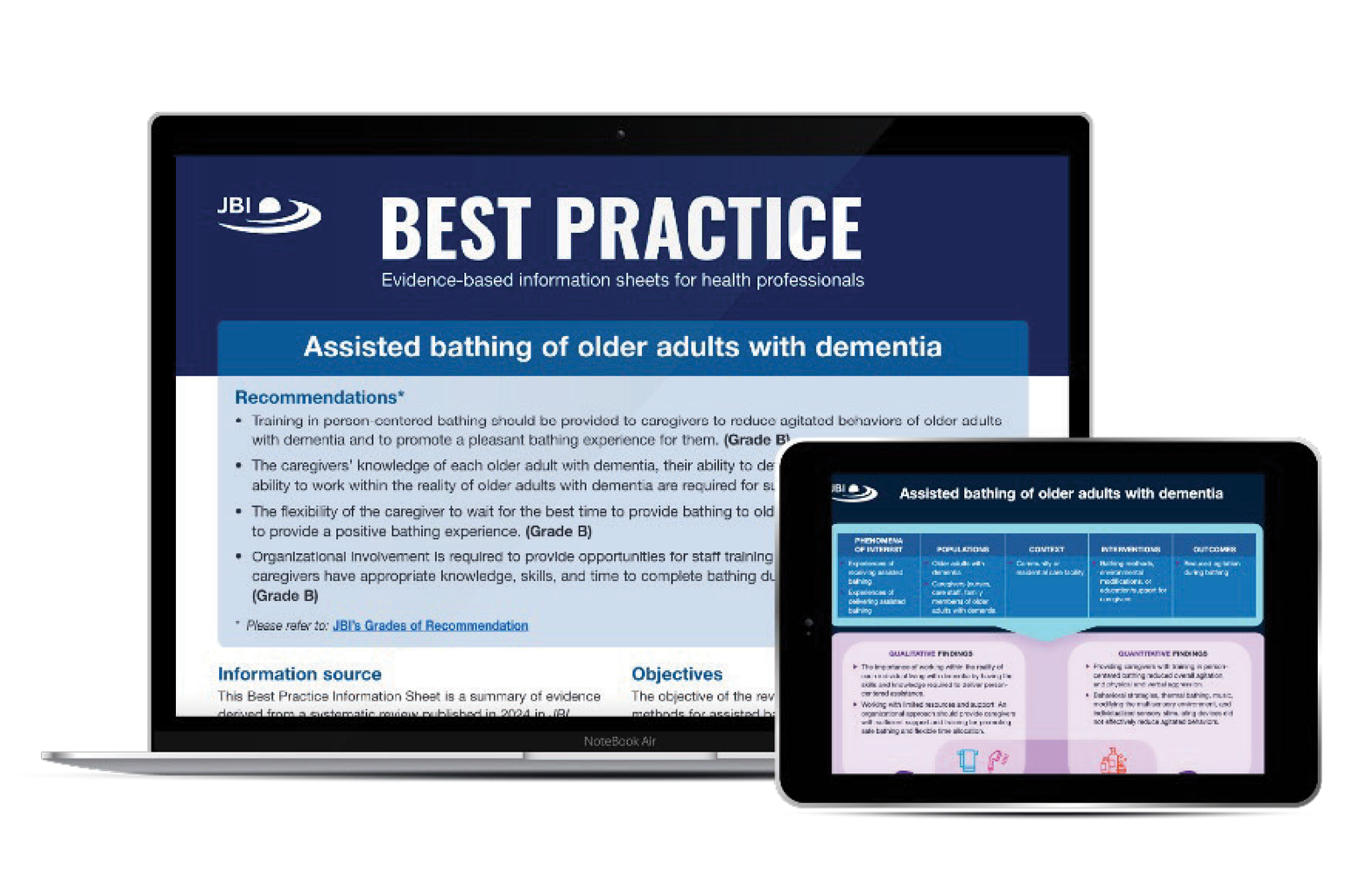 JBI "Best Practices" displayed on laptop and tablet